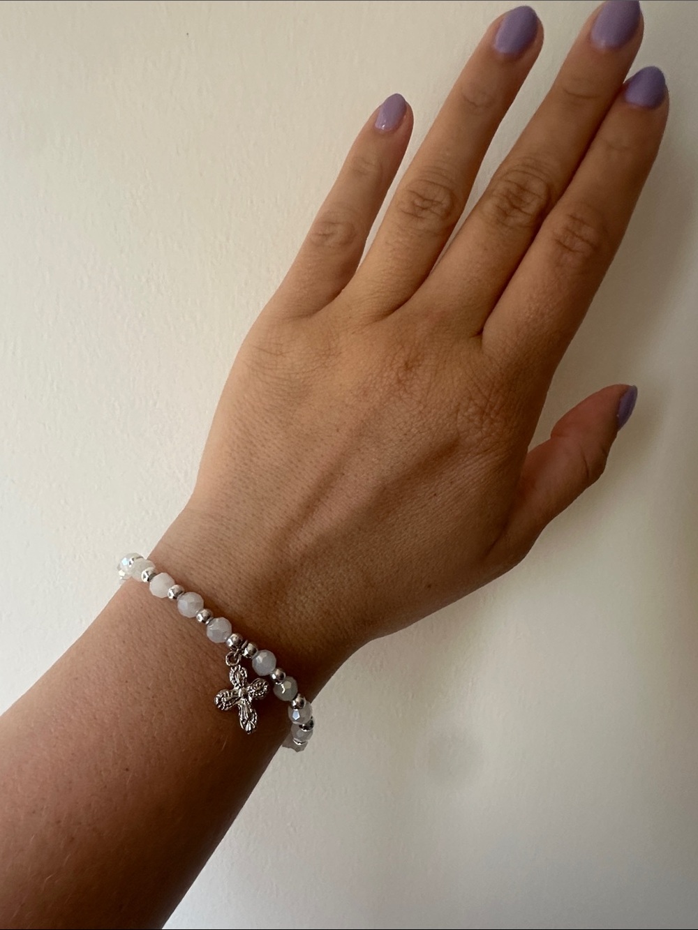 White Cross Stretchy Bracelet